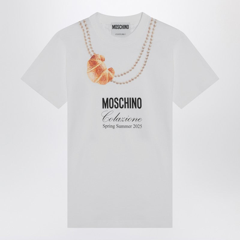 White Moschino Breakfast T-shirt