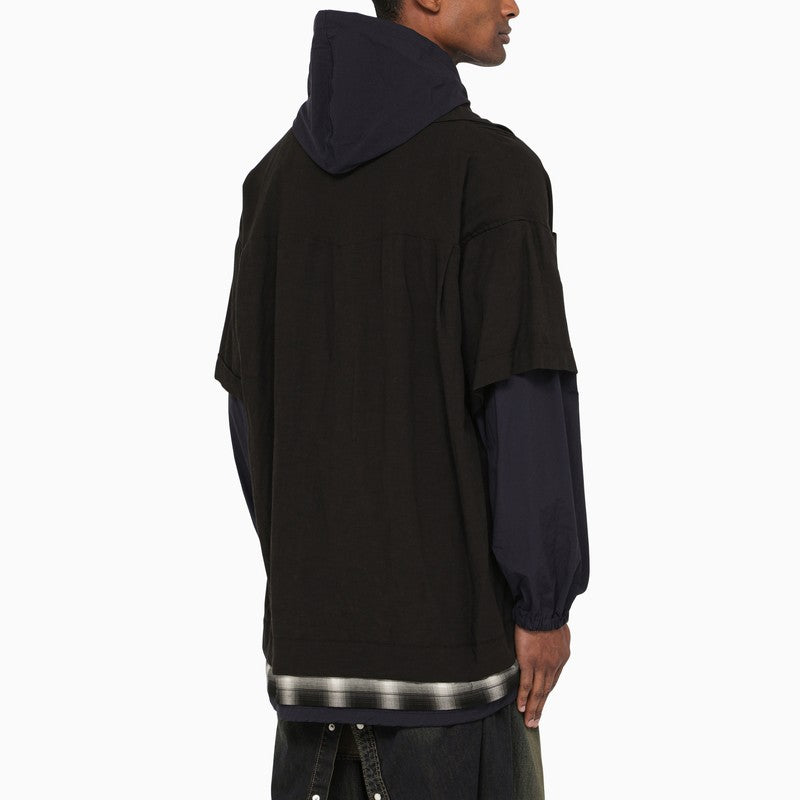 Three-layer hooded shirt