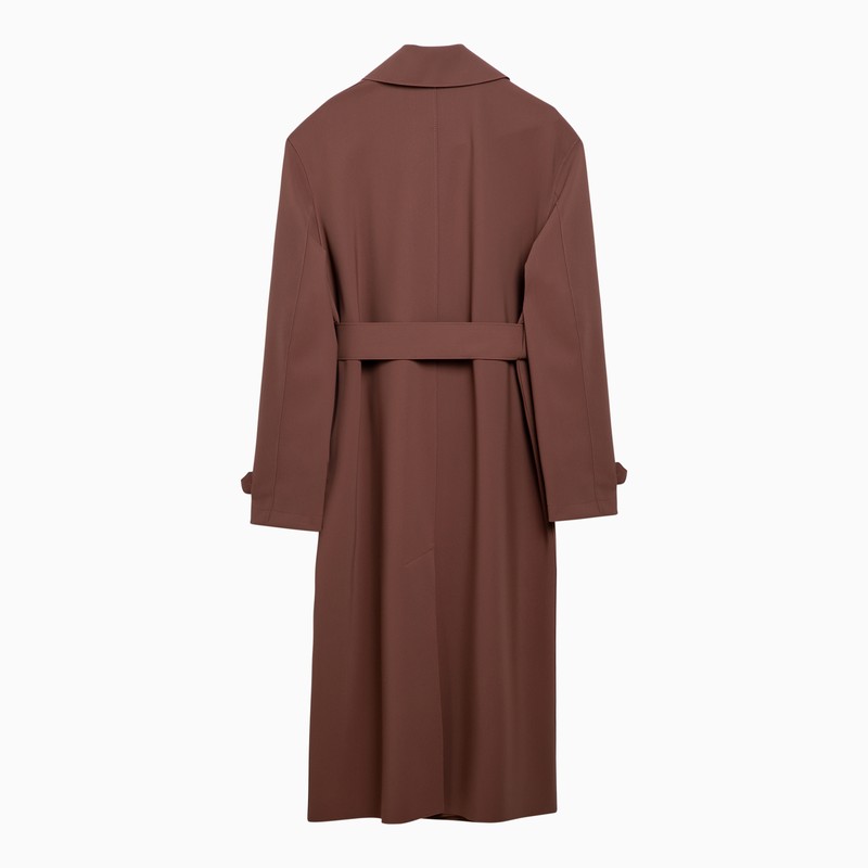 Trench-coat marron à double boutonnage avec ceinture