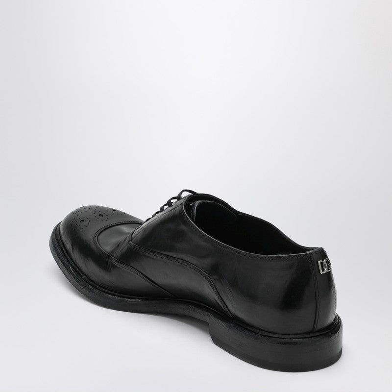 Washed black calfskin lace-up shoe