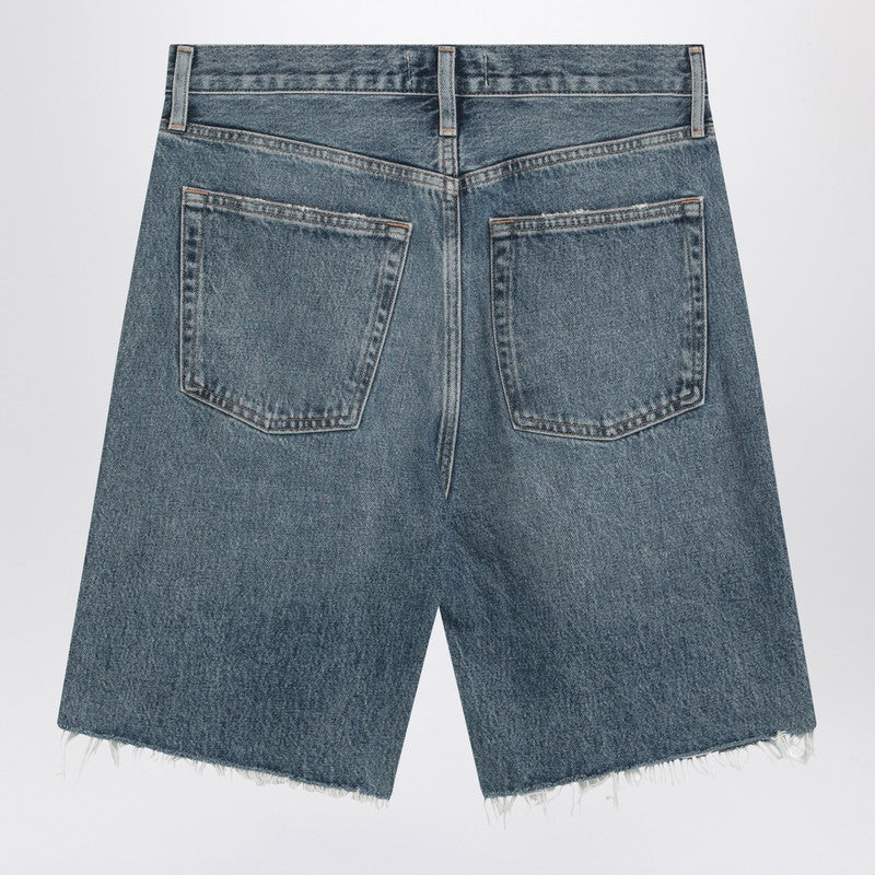 Raw-cut Blue Denim Shorts