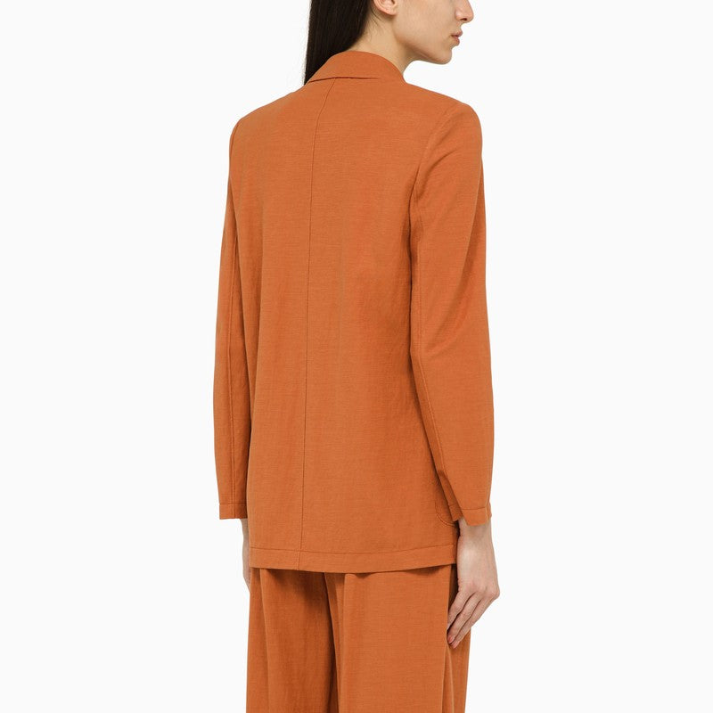 Terracotta-coloured double-breasted jacket