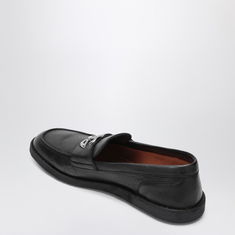 Black leather loafers with DG logo