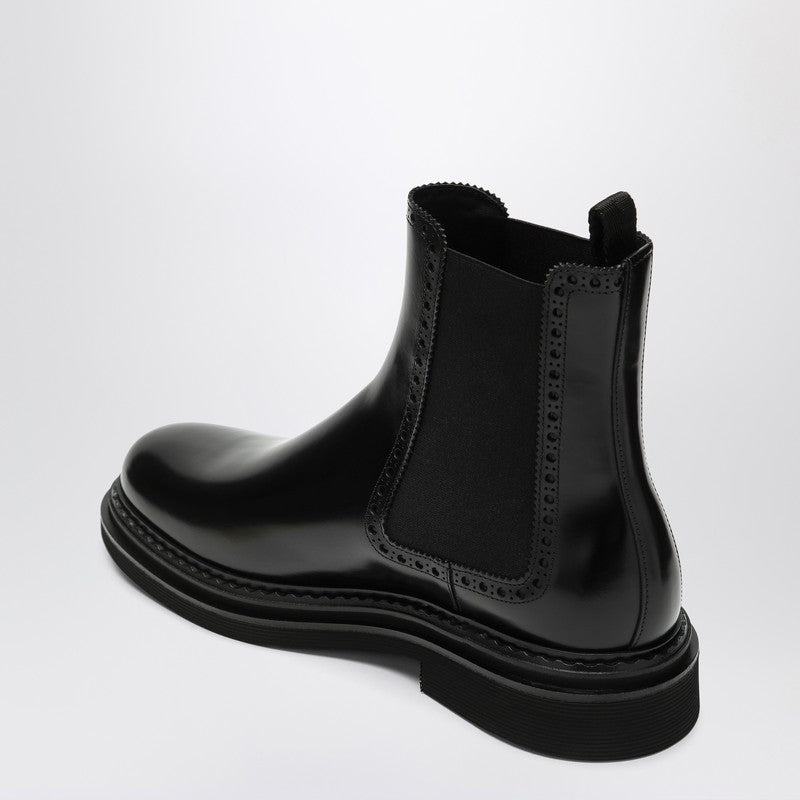 Black leather ankle boot