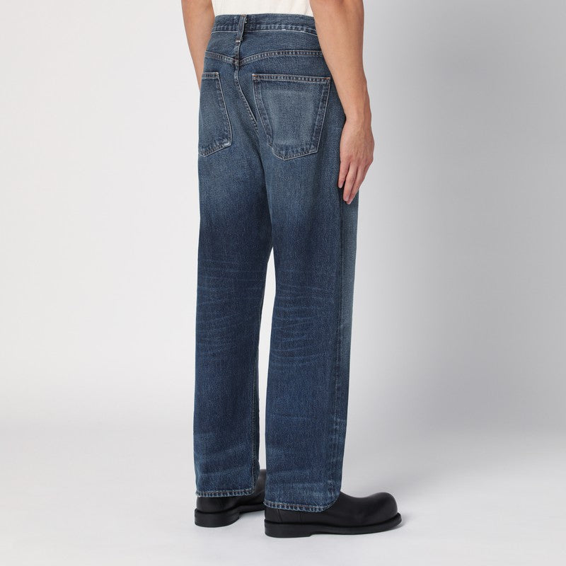 Blue Washed Jeans In Regenerated Denim