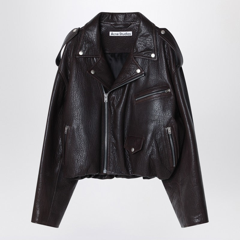 Brown Leather Over Bomber Jacket