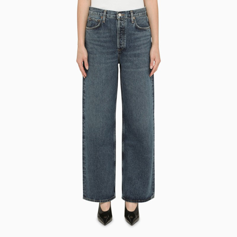 Dark blue denim balloon jeans