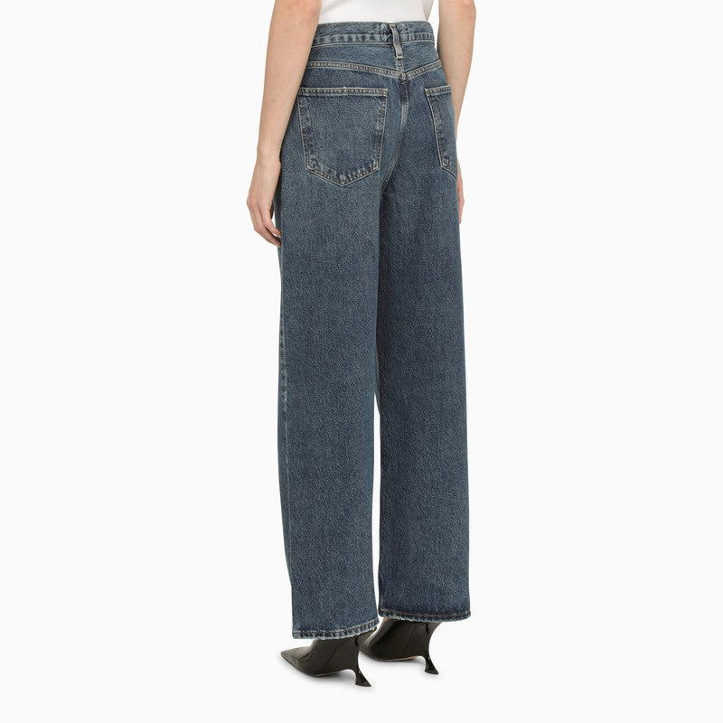 Dark blue denim balloon jeans