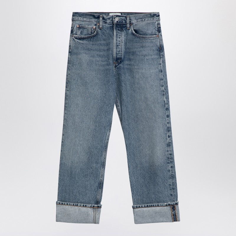 Light Blue Fran Jeans In Organic Denim With Turn-ups