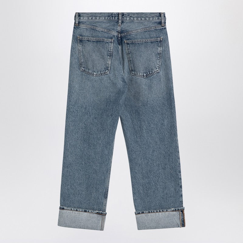 Light Blue Fran Jeans In Organic Denim With Turn-ups