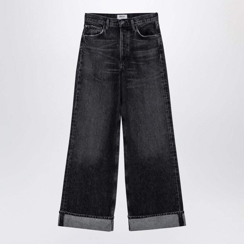 Dame Dark Grey Wide Ribbed Denim Jeans
