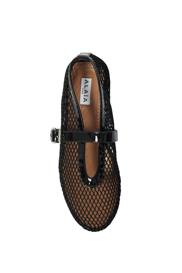 Ballerina Strap Fishnet Patent Calfskin