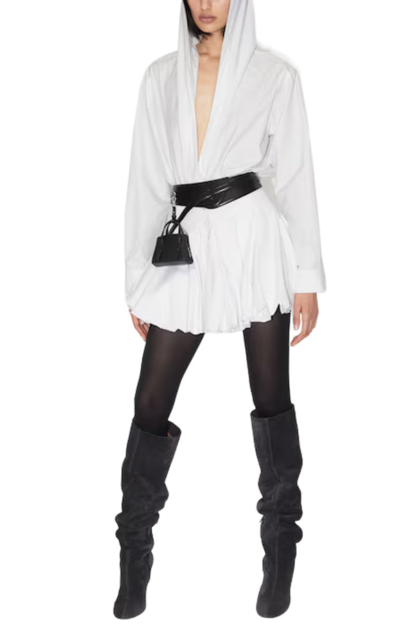 Hooded Body Shirt In Cotton Poplin