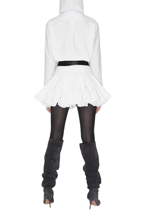 Hooded Body Shirt In Cotton Poplin