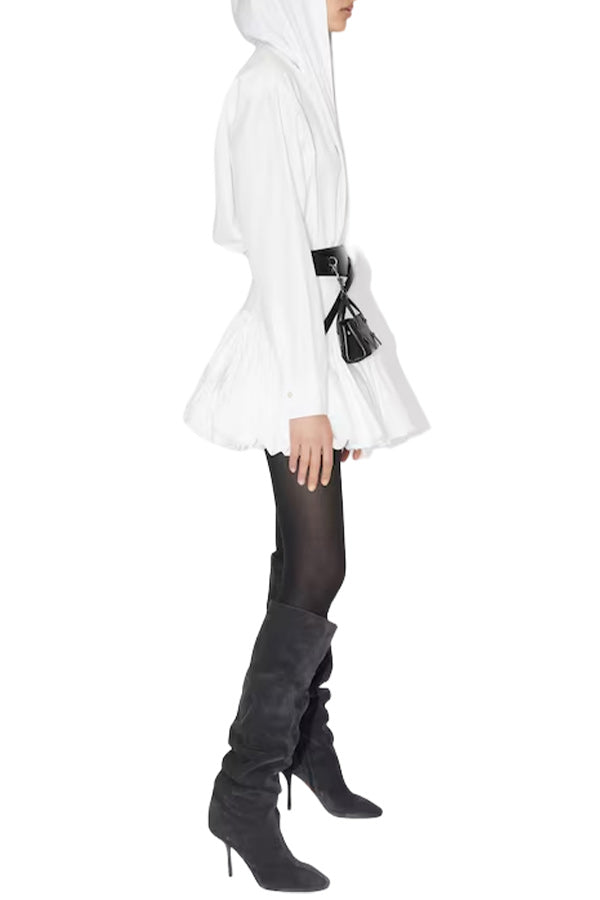 Hooded Body Shirt In Cotton Poplin