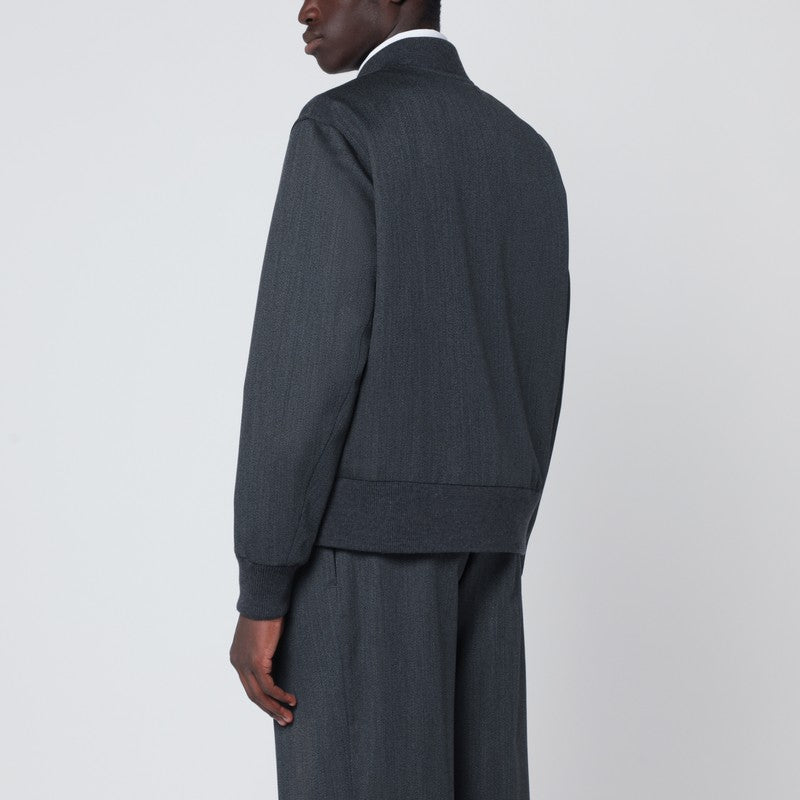 Grey wool zip bomber