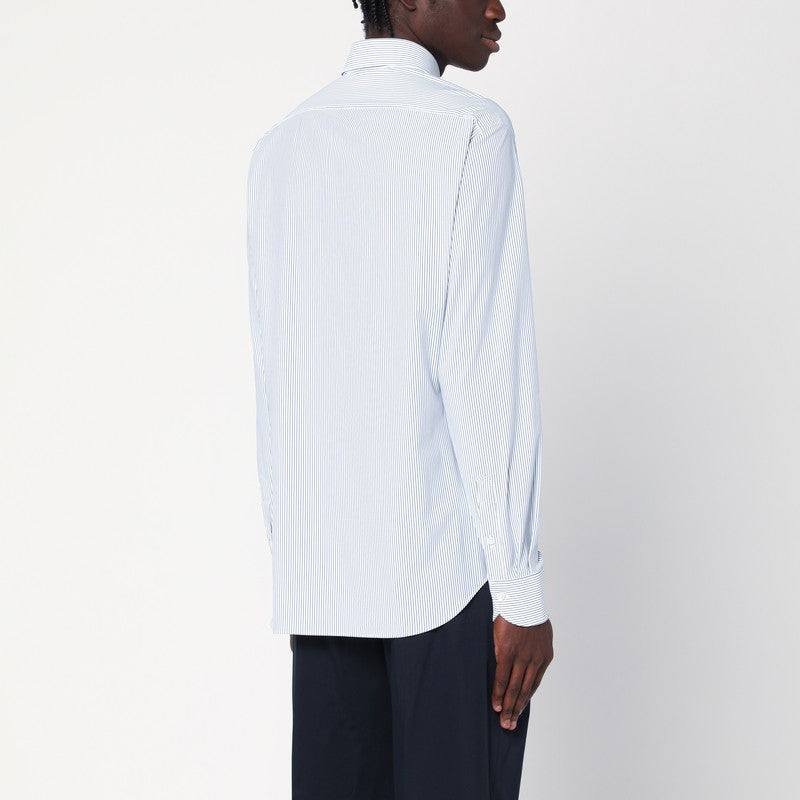 White Shirt With Blue Stripes