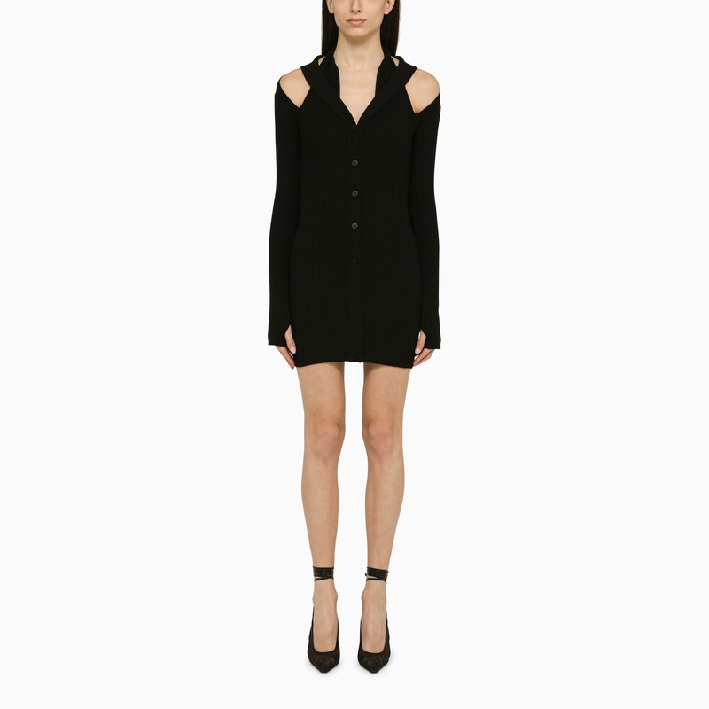 Black ribbed mini dress with cut out