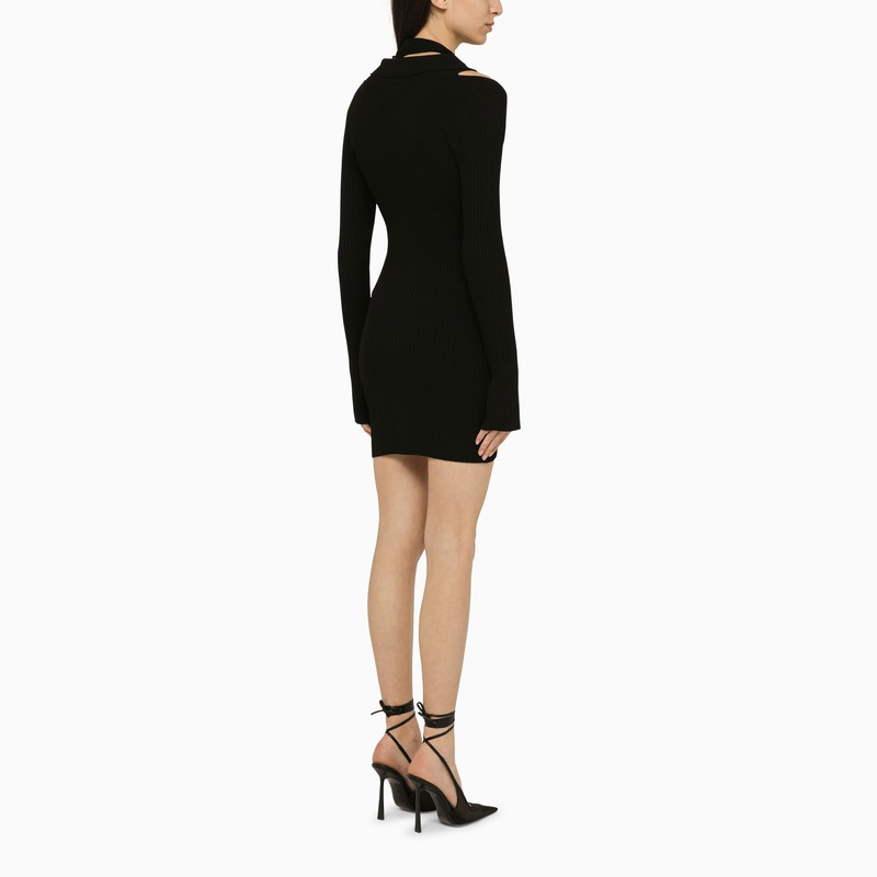 Black ribbed mini dress with cut out