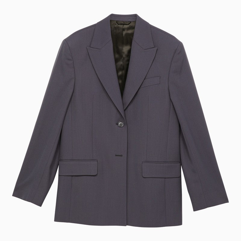 Blue single-breasted jacket in wool blend