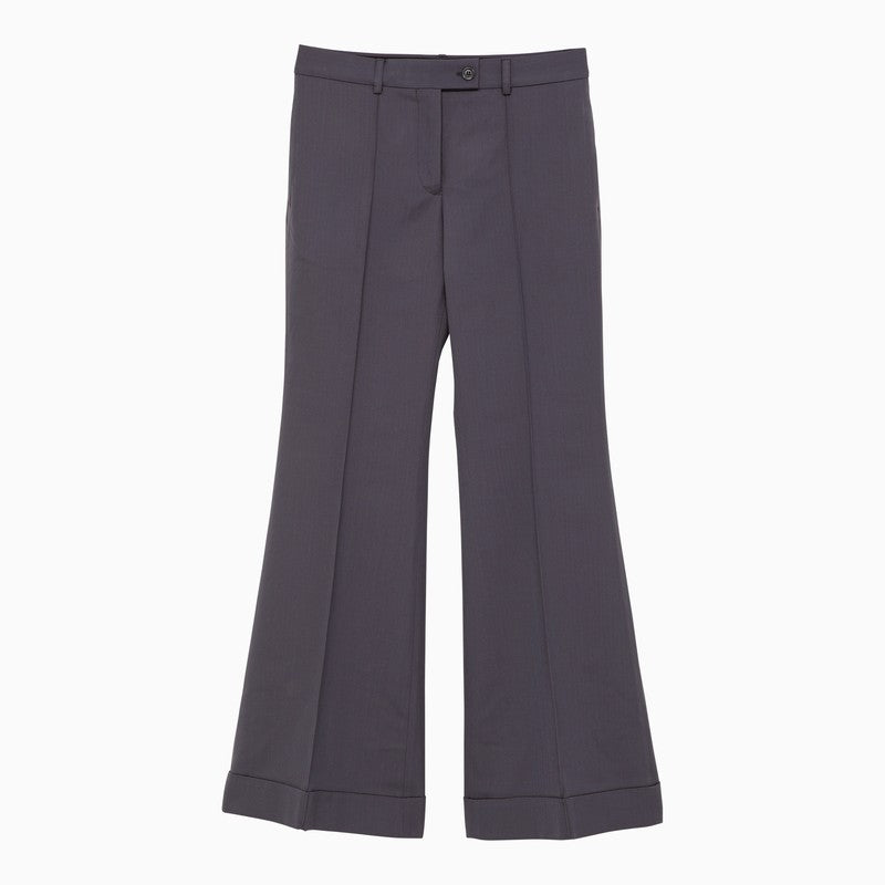 Blue wool-blend trumpet trousers