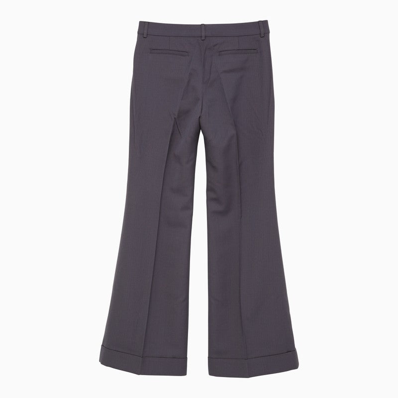 Blue wool-blend trumpet trousers