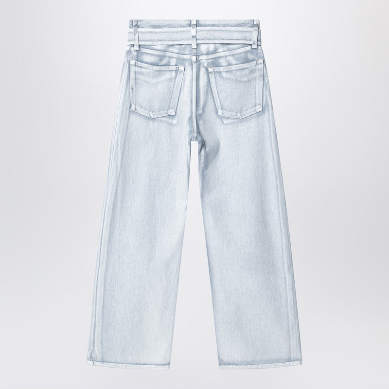 Denim trousers with matching adjustable belt