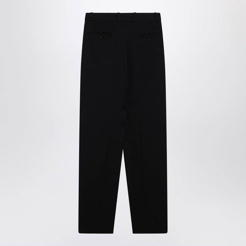Black wool-blend trousers