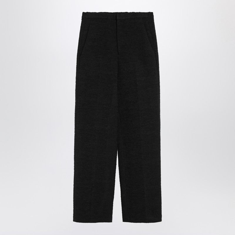 Black Straight Bouclé Trousers