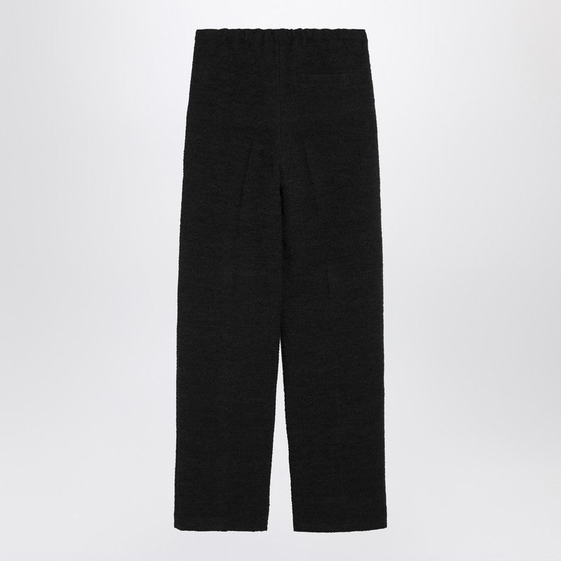 Black Straight Bouclé Trousers