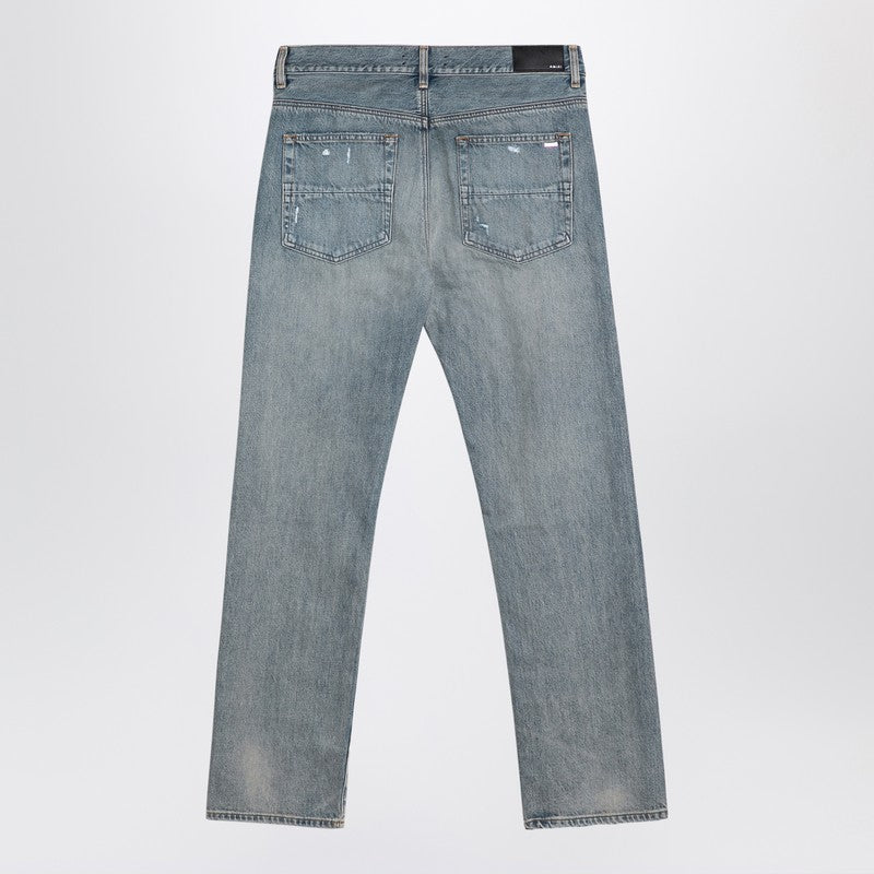 Straight Jeans With Rips Antique Indigo