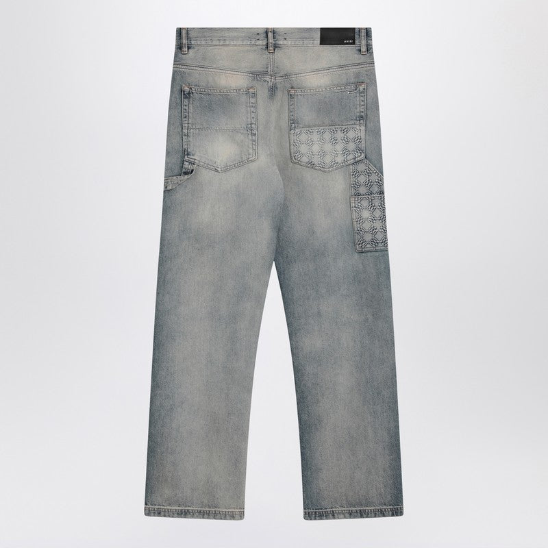 Washed Jeans With Decorative Panel