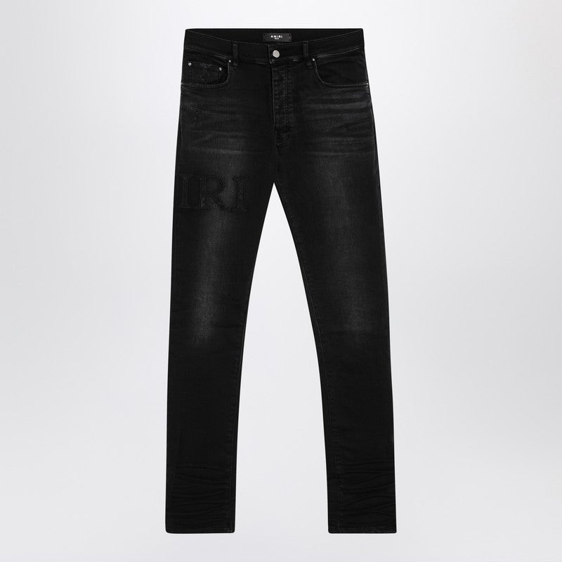 Vintage Black Skinny Jeans With Logo Embroidery