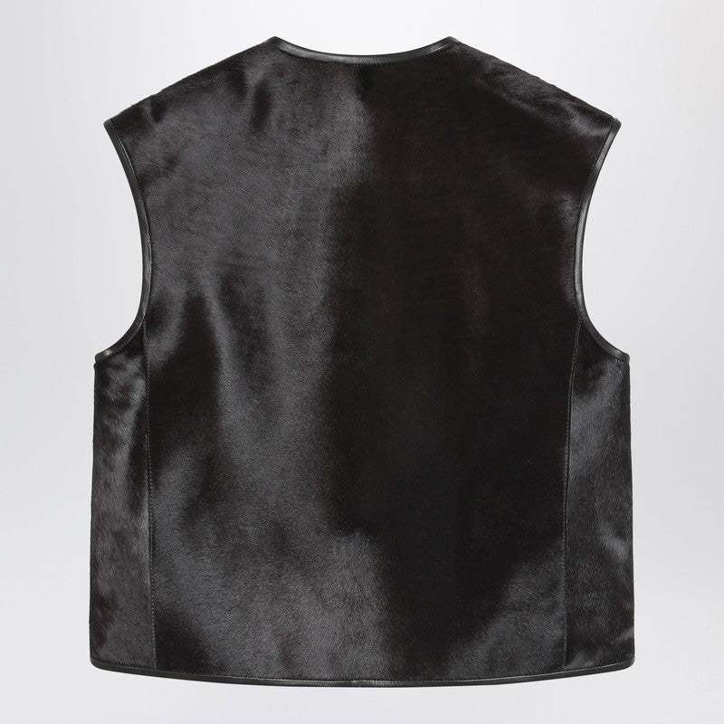 Brown Ampas vest in pony-effect leather