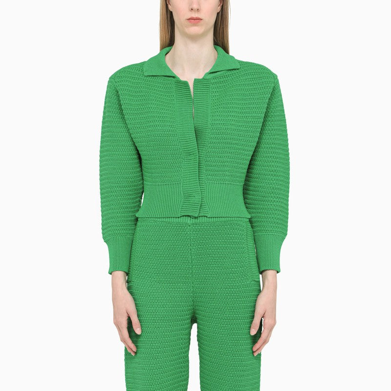 Green knitted cardigan