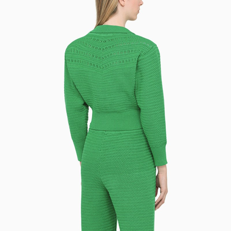 Green knitted cardigan