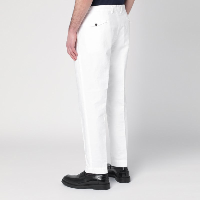 White Trousers In Cotton And Linen