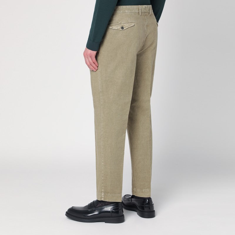 Sage Green Trousers In Cotton And Linen