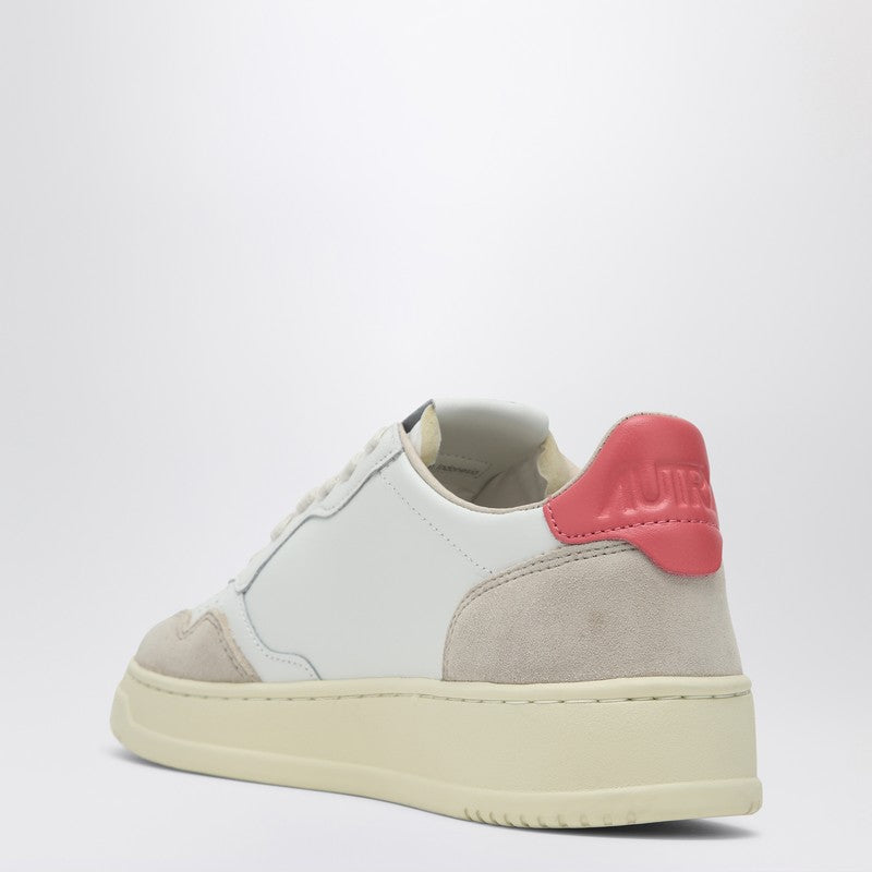 Medalist Sneakers In White/coral Leather And Suede