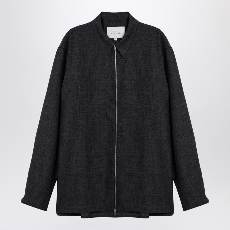 Dark Grey Wool Zip Shirt