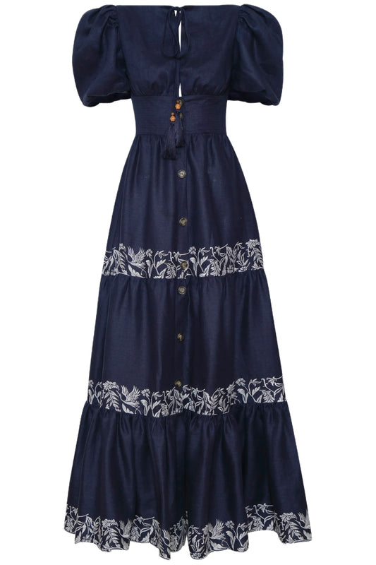 AGADIR EMBROIDERED MAXI DRESS