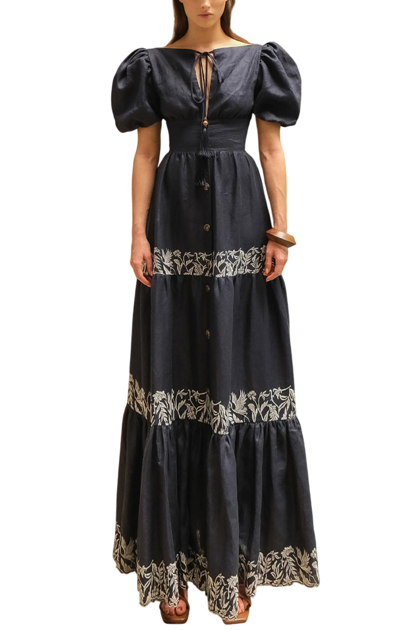 AGADIR EMBROIDERED MAXI DRESS