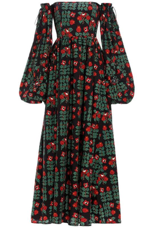 ALHELI PRINTED COTTON OFF-THE-SHOULDER MAXI DRESS