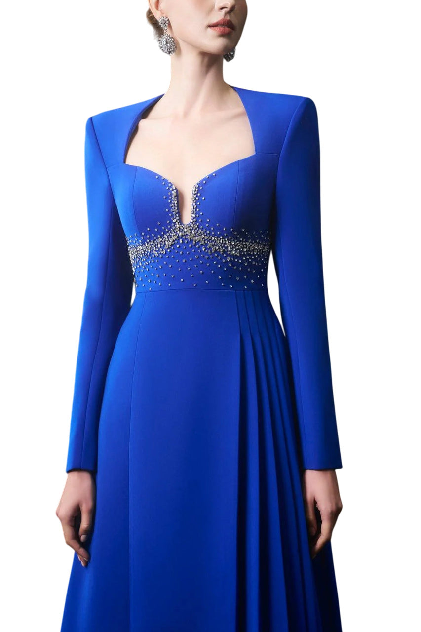 ANNE QUEEN NECK FLARED A-LINE DRESS