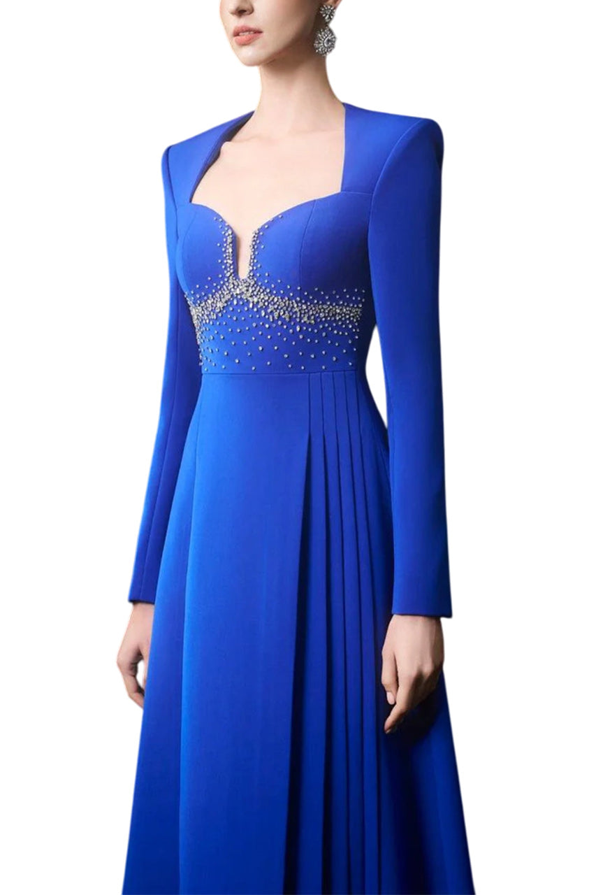 ANNE QUEEN NECK FLARED A-LINE DRESS