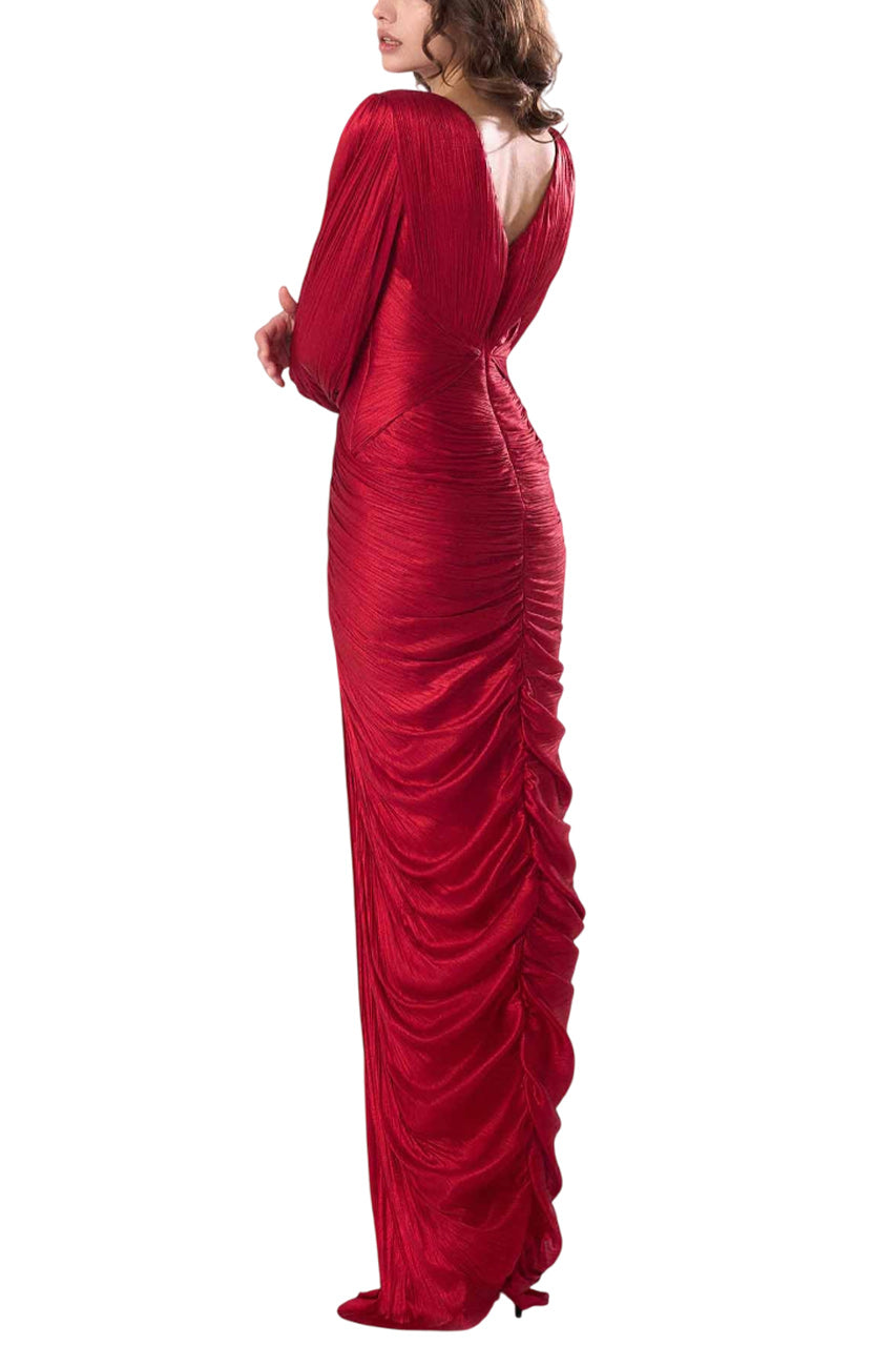 ASTER V-NECK LONG SLEEVE FITTED GOWN