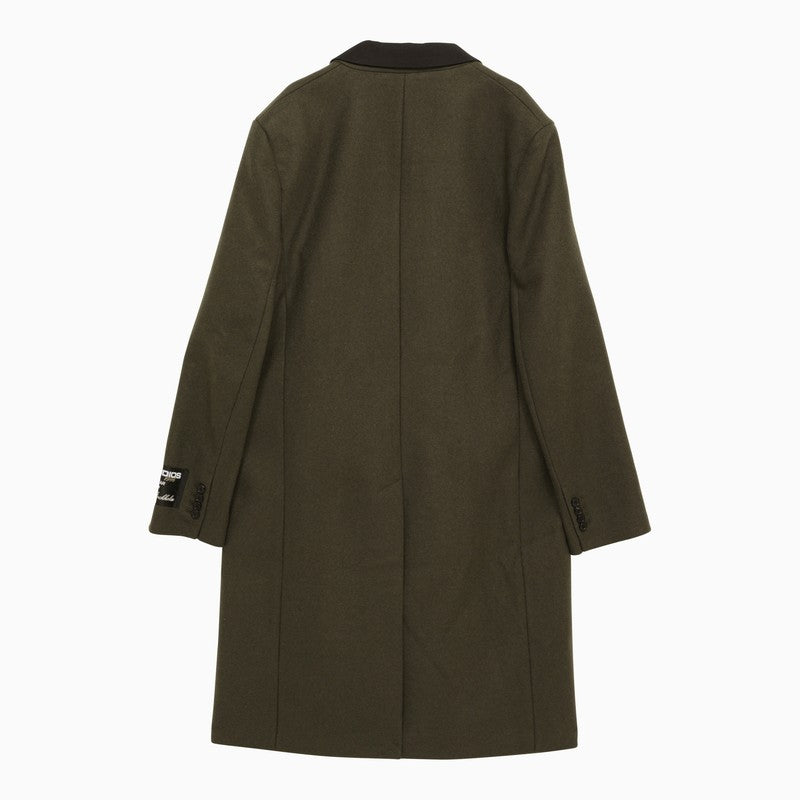 Single-breasted Wool-blend Military Coat