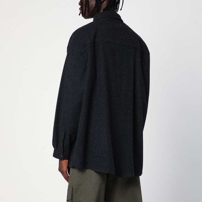 Charcoal Grey Wool And Cashmere Overshirt