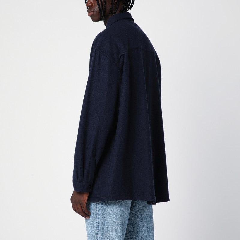 Dark blue wool and cashmere overshirt