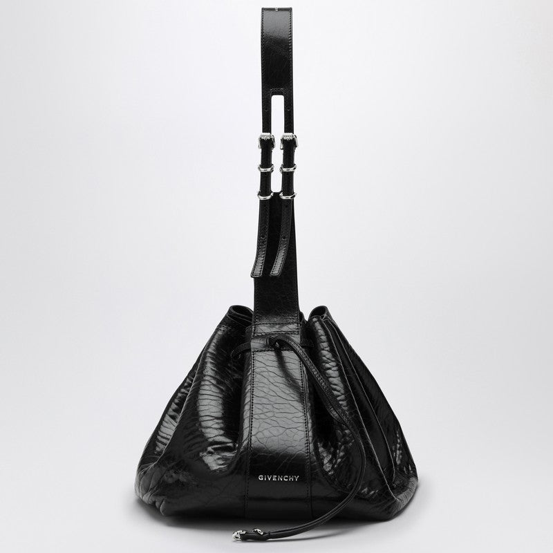 Pumpkin Medium Bag In Black Cracked Patent Leather